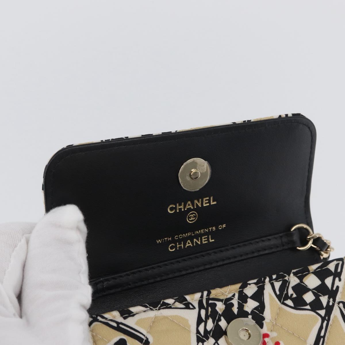 CHANEL Chain Mini Matelasse 12 Shoulder Bag Canvas Beige Gold CC Auth BA11178SAM