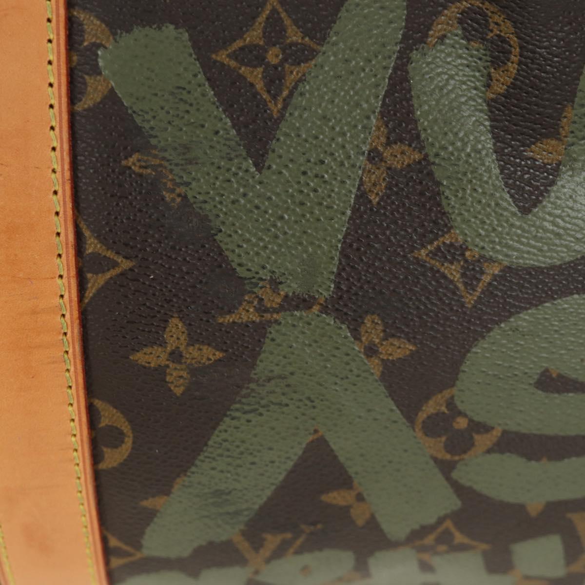 LOUIS VUITTON Monogram Graffiti Keepall 50 Bag Khaki M92196 LV Auth BA11179SAV