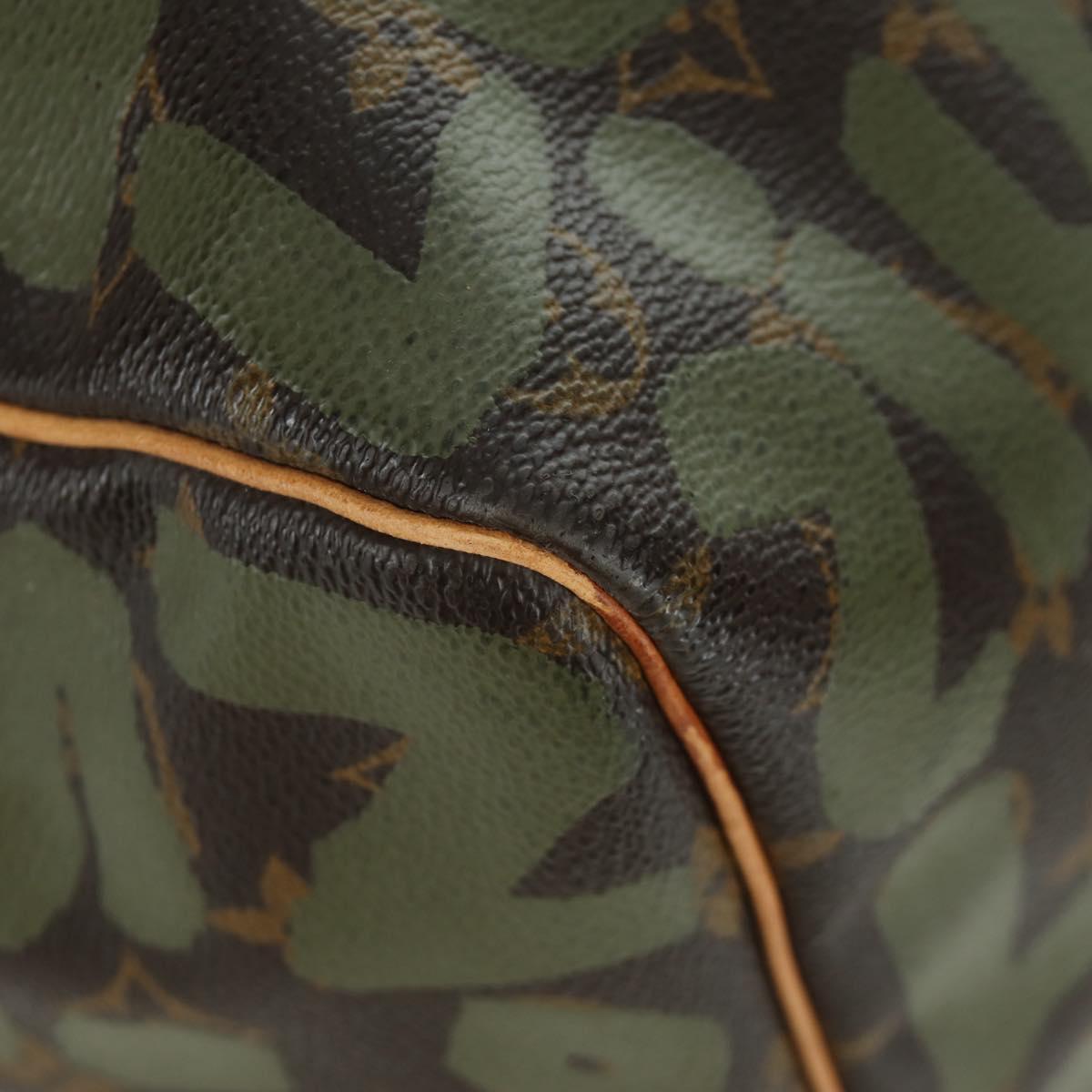 LOUIS VUITTON Monogram Graffiti Keepall 50 Bag Khaki M92196 LV Auth BA11179SAV