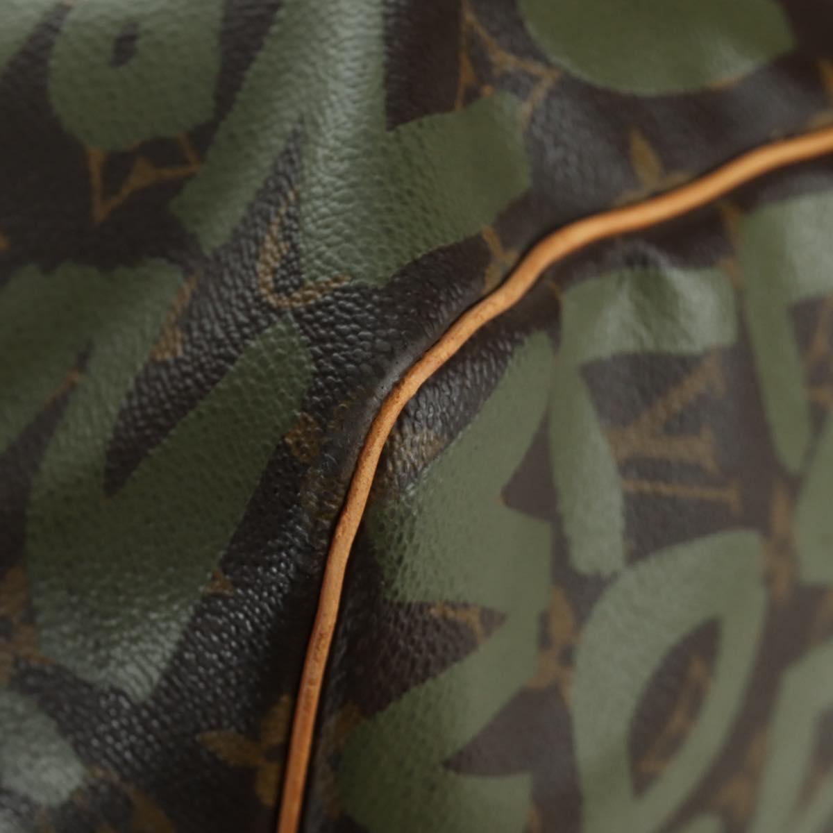 LOUIS VUITTON Monogram Graffiti Keepall 50 Bag Khaki M92196 LV Auth BA11179SAV