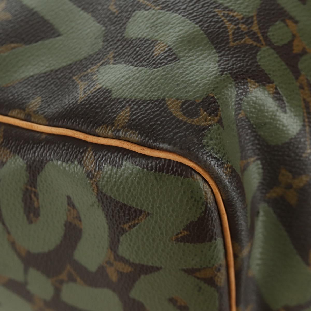 LOUIS VUITTON Monogram Graffiti Keepall 50 Bag Khaki M92196 LV Auth BA11179SAV