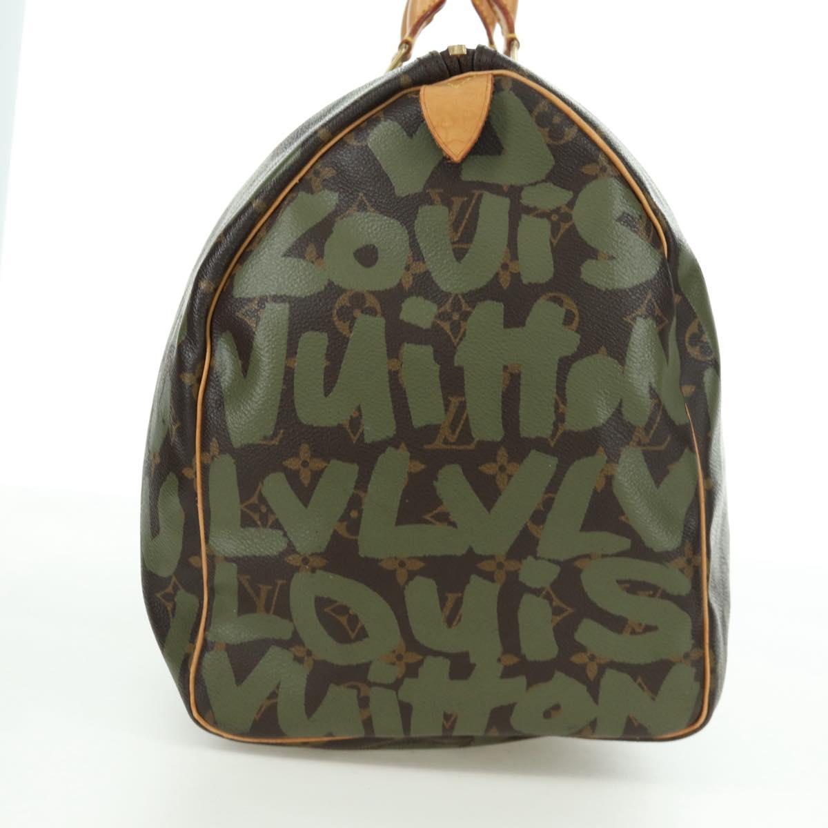 LOUIS VUITTON Monogram Graffiti Keepall 50 Bag Khaki M92196 LV Auth BA11179SAV