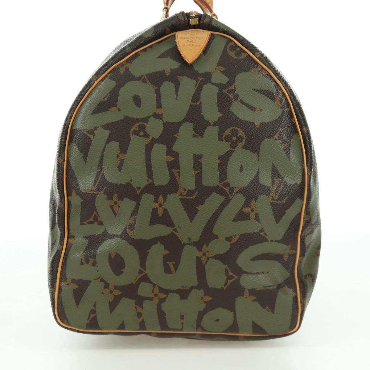 LOUIS VUITTON Monogram Graffiti Keepall 50 Bag Khaki M92196 LV Auth BA11179SAV
