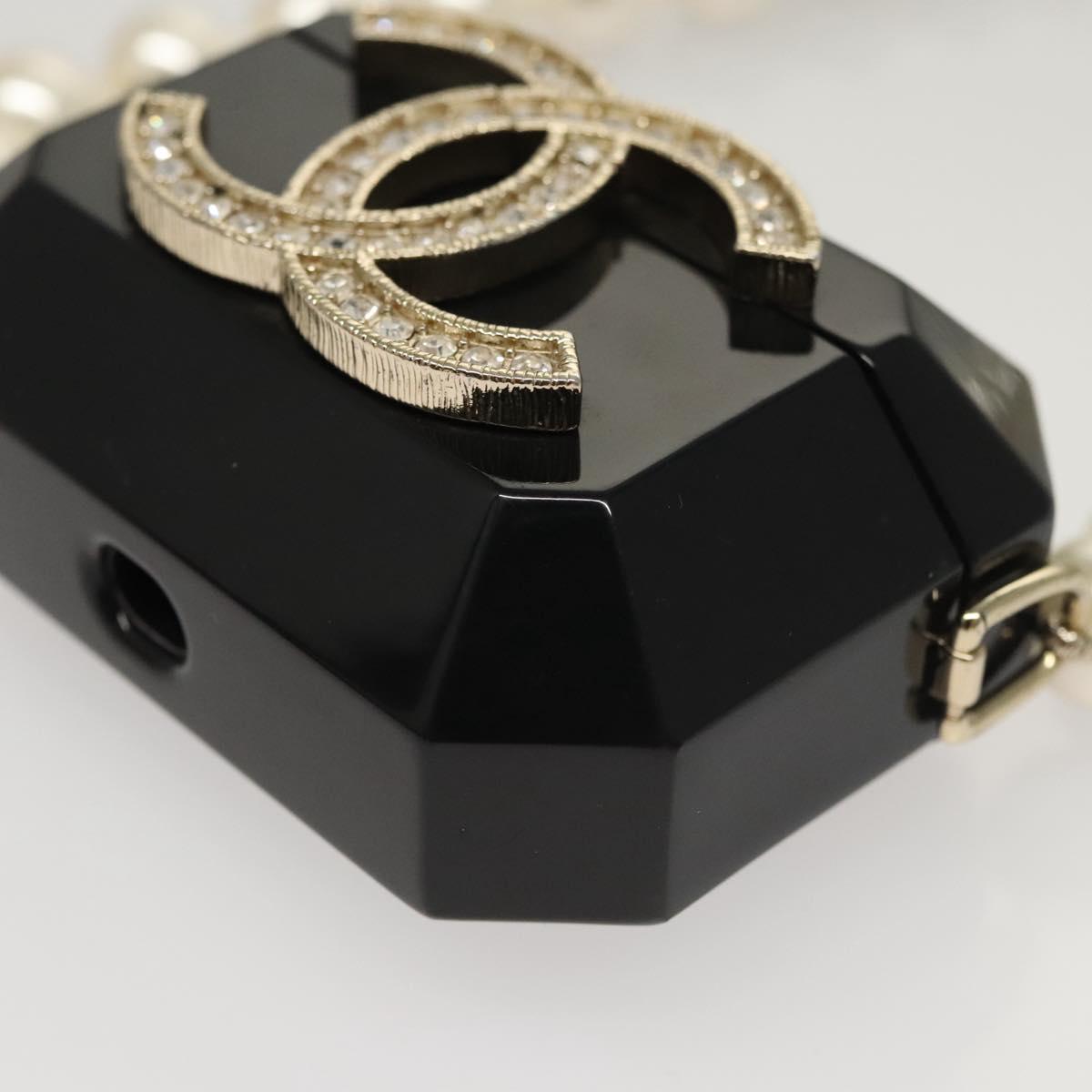 CHANEL Airpods case Shoulder plastic Black CC Auth BA1117SM