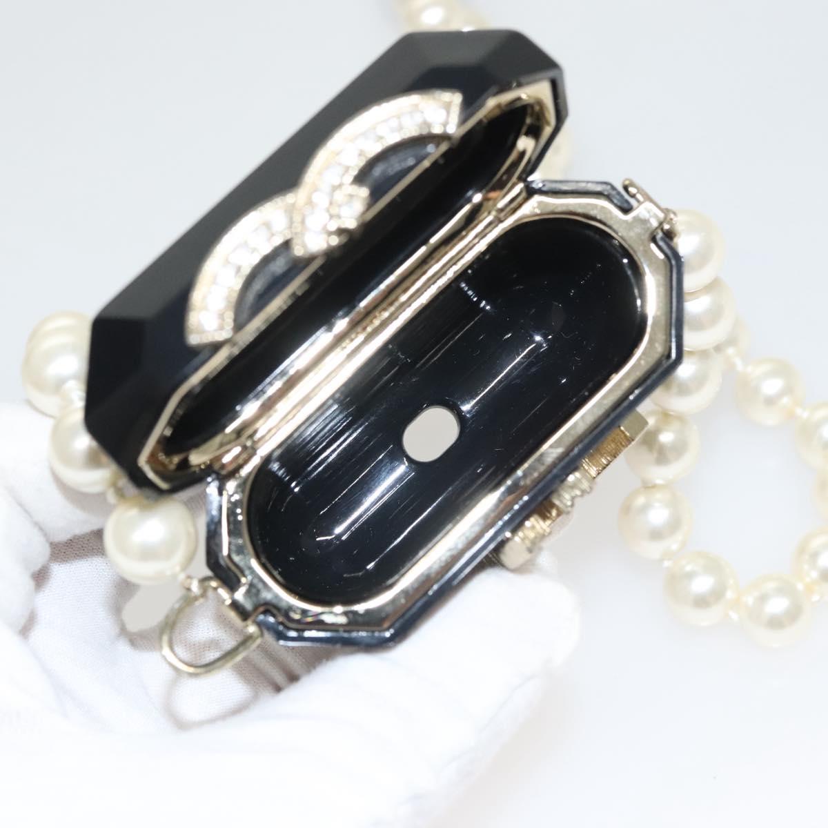 CHANEL Airpods case Shoulder plastic Black CC Auth BA1117AM