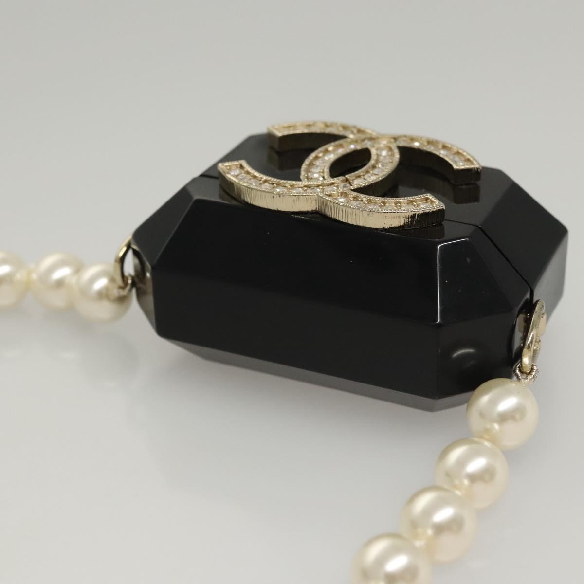 CHANEL Airpods case Shoulder plastic Black CC Auth BA1117AM