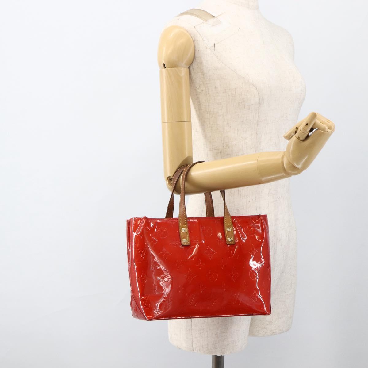 LOUIS VUITTON Monogram Vernis Reade PM Hand Bag Red Rouge M91088 LV Auth BA11201