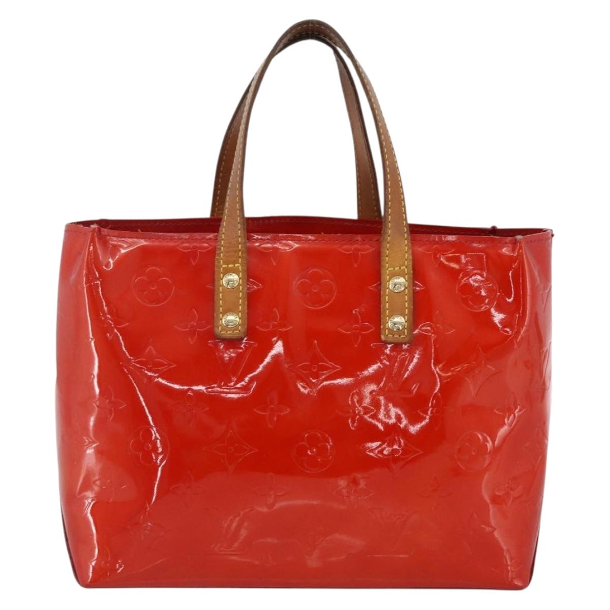 LOUIS VUITTON Monogram Vernis Reade PM Hand Bag Red Rouge M91088 LV Auth BA11201