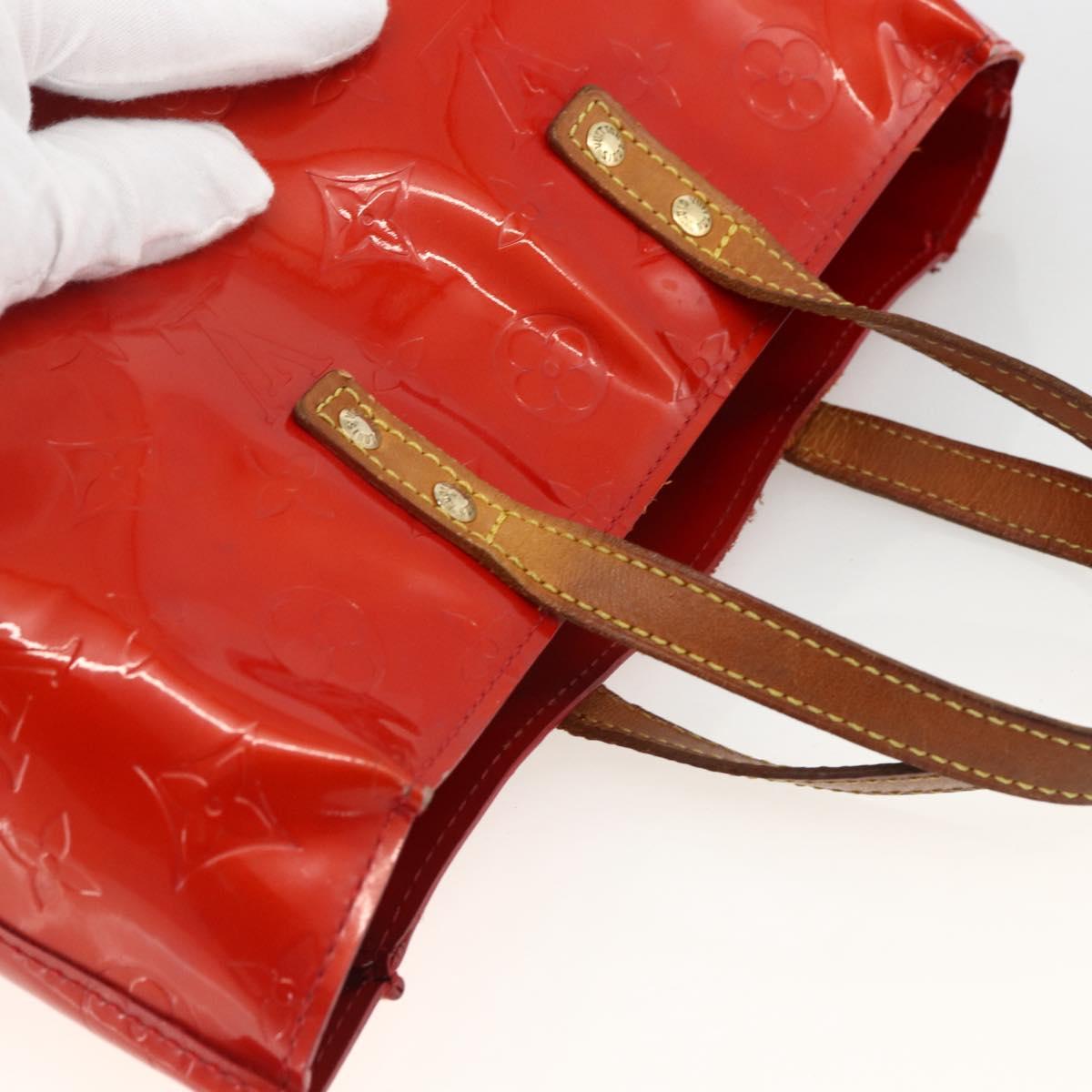 LOUIS VUITTON Monogram Vernis Reade PM Hand Bag Red Rouge M91088 LV Auth BA11201