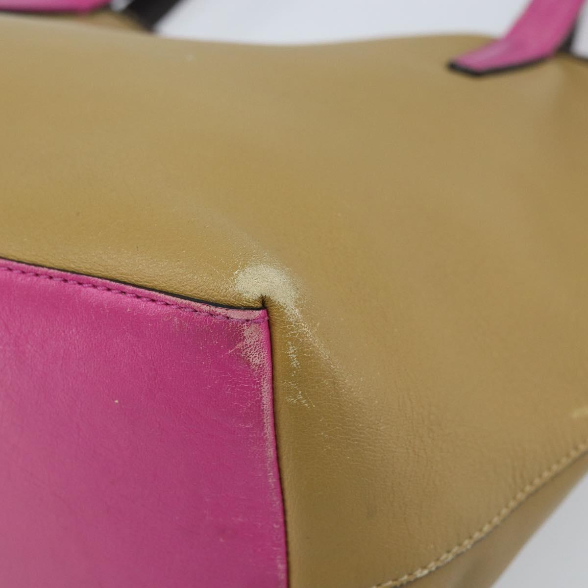 LOEWE Tote Bag Leather Beige Gold Auth BA11205