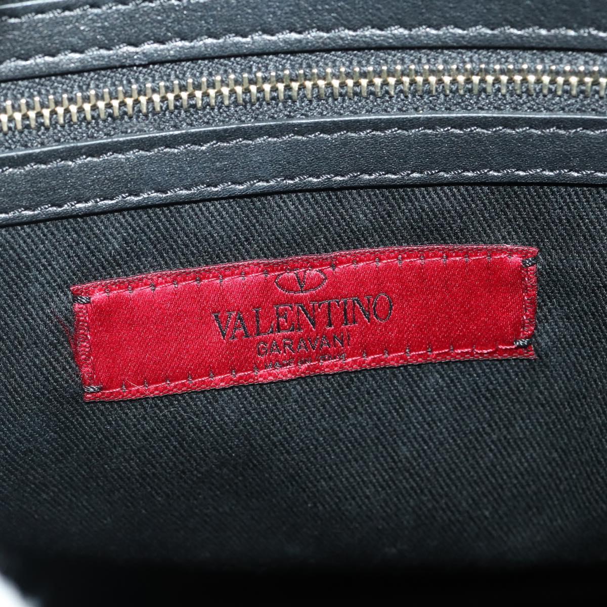 VALENTINO Rock studs Shoulder Bag Leather Black Gold Auth BA11213A