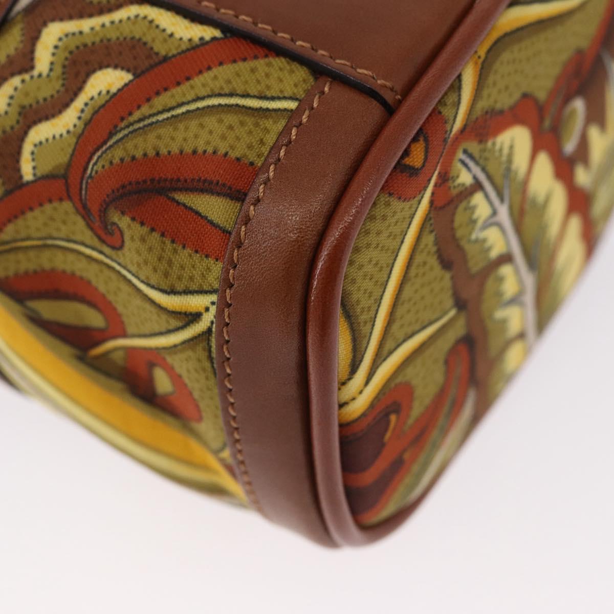 Salvatore Ferragamo Gancini Mini Vanity Pouch Nylon Yellow Gold Auth BA11214