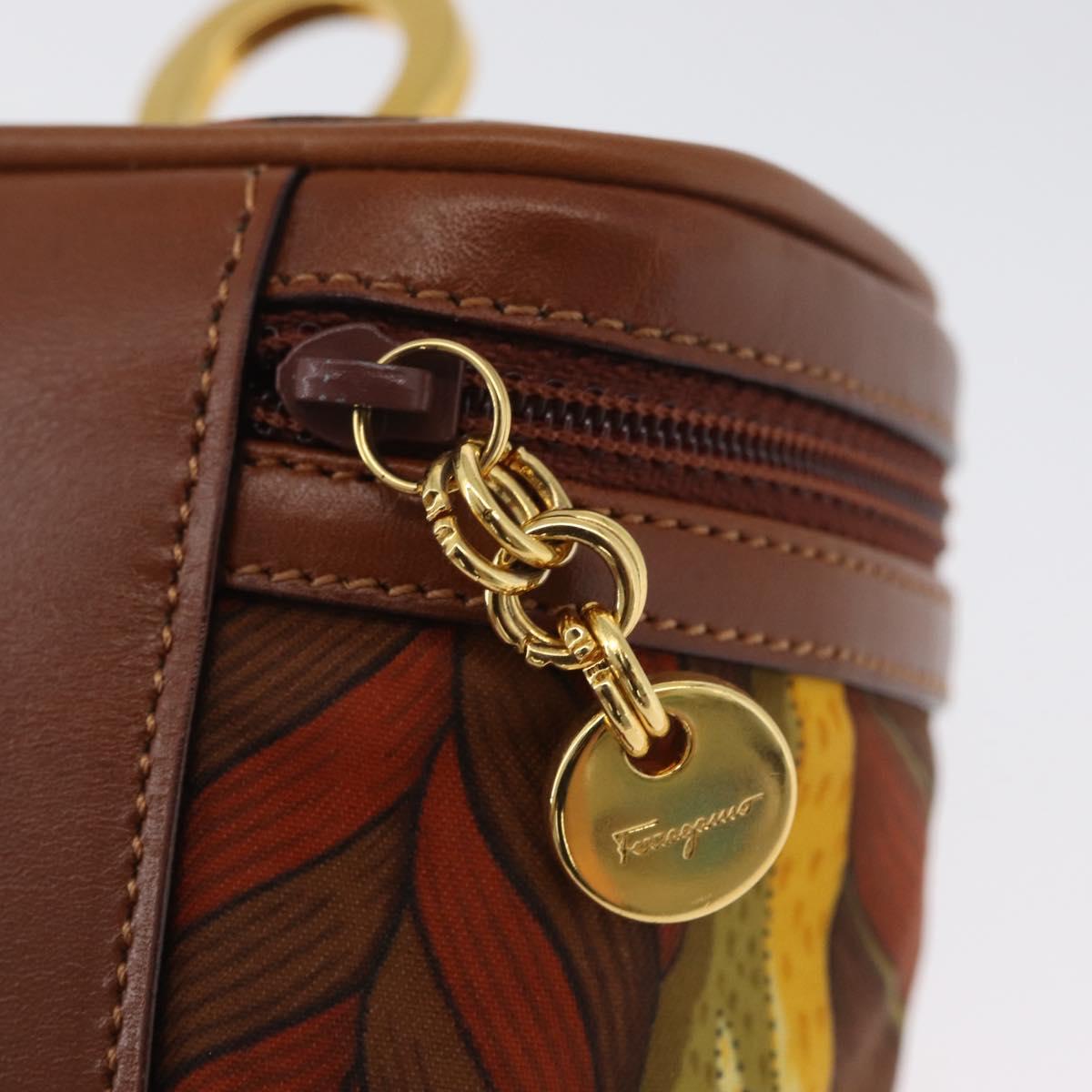Salvatore Ferragamo Gancini Mini Vanity Pouch Nylon Yellow Gold Auth BA11214