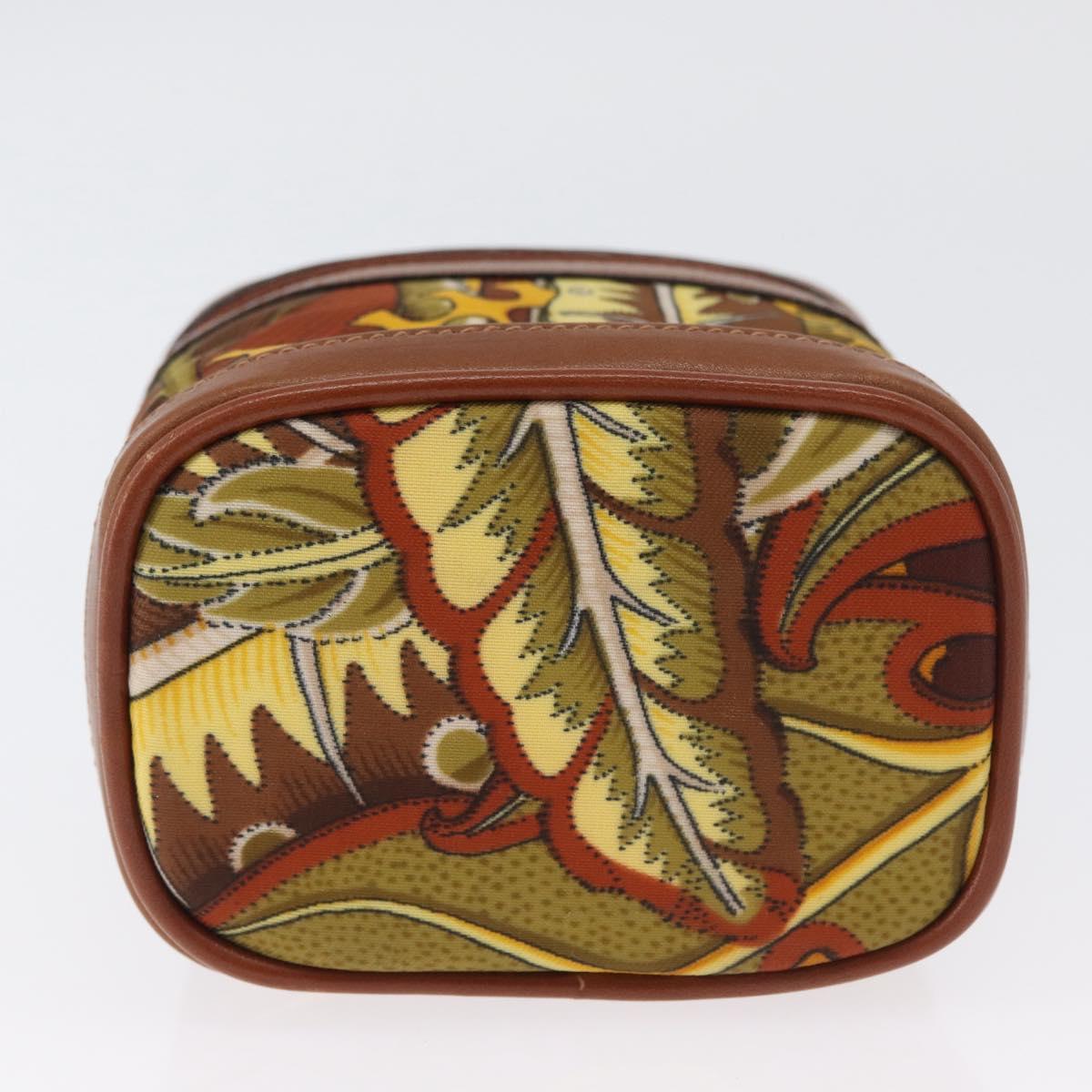 Salvatore Ferragamo Gancini Mini Vanity Pouch Nylon Yellow Gold Auth BA11214