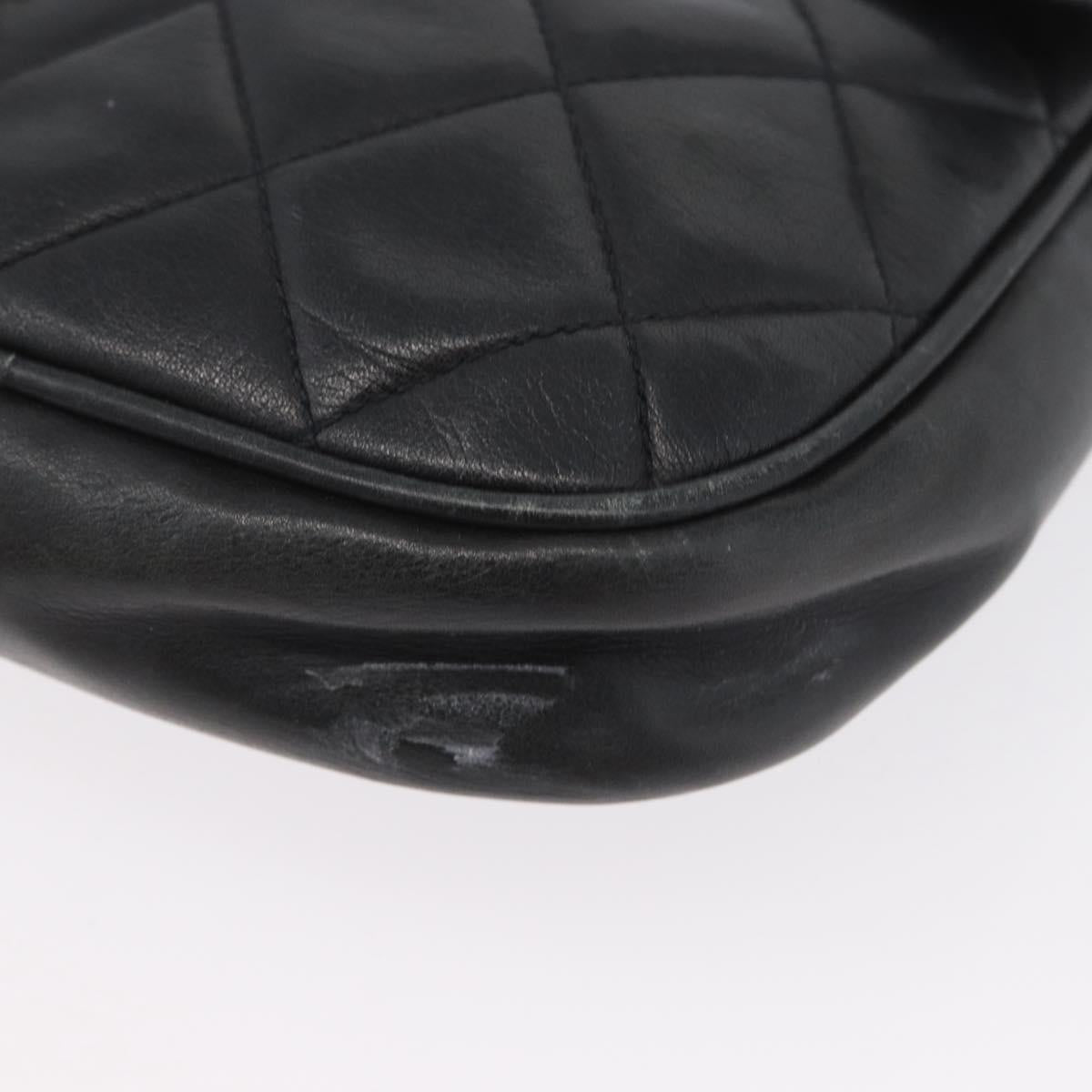 CHANEL Matelasse Chain Shoulder Bag Lamb Skin Black Gold CC Auth BA11216