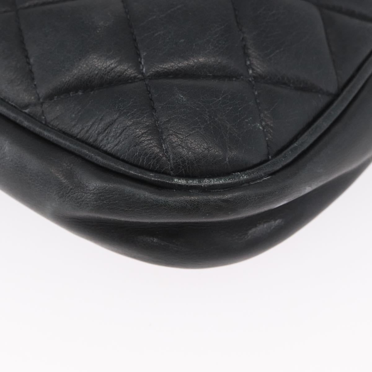 CHANEL Matelasse Chain Shoulder Bag Lamb Skin Black Gold CC Auth BA11216