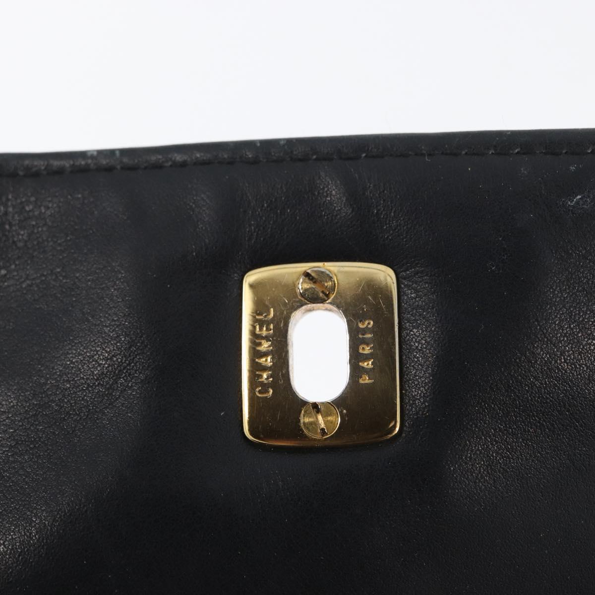 CHANEL Matelasse Chain Shoulder Bag Lamb Skin Black Gold CC Auth BA11216