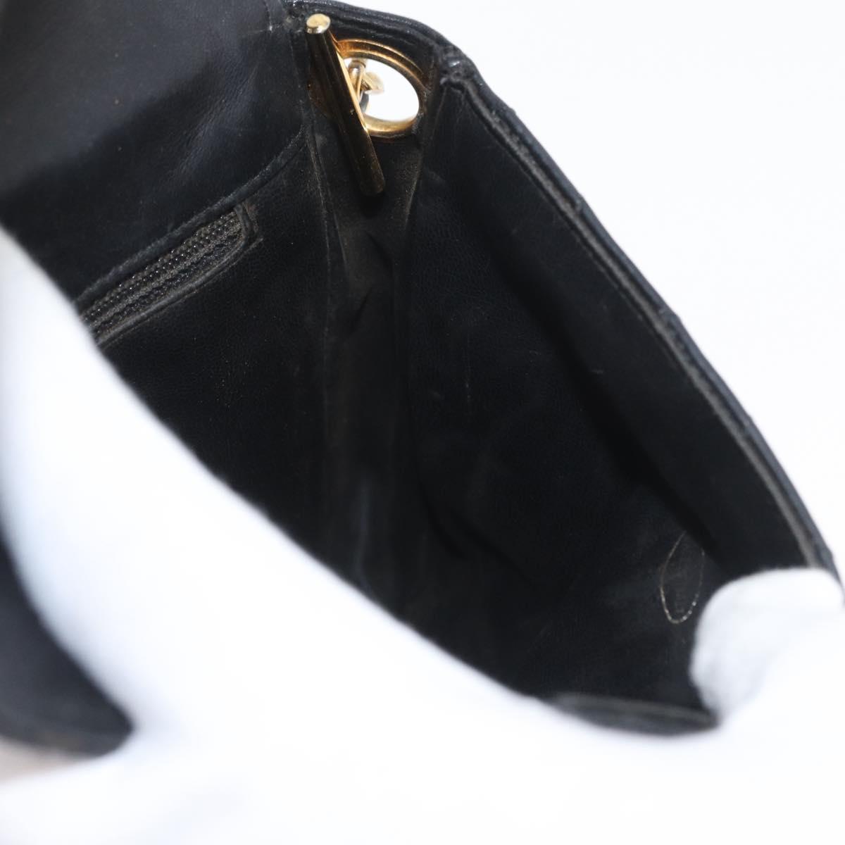 CHANEL Matelasse Chain Shoulder Bag Lamb Skin Black Gold CC Auth BA11216