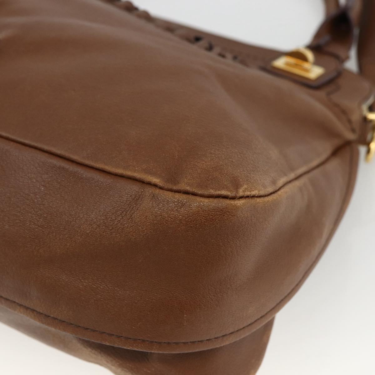 Chloe Margaret Hand Bag Leather 2way Brown Gold Auth BA11217