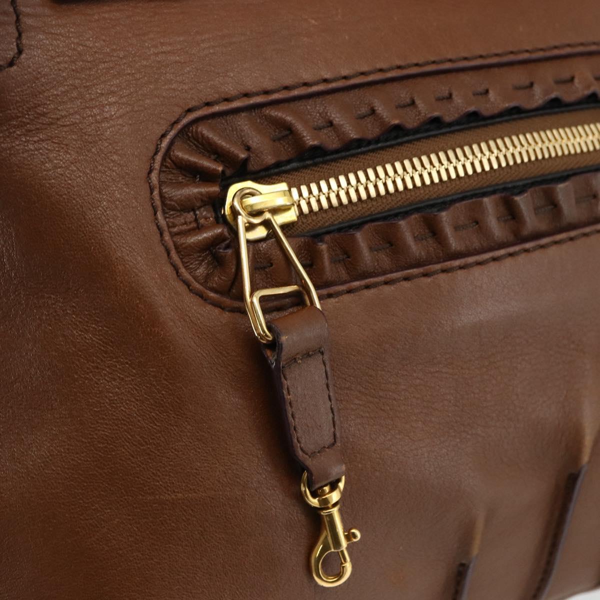Chloe Margaret Hand Bag Leather 2way Brown Gold Auth BA11217