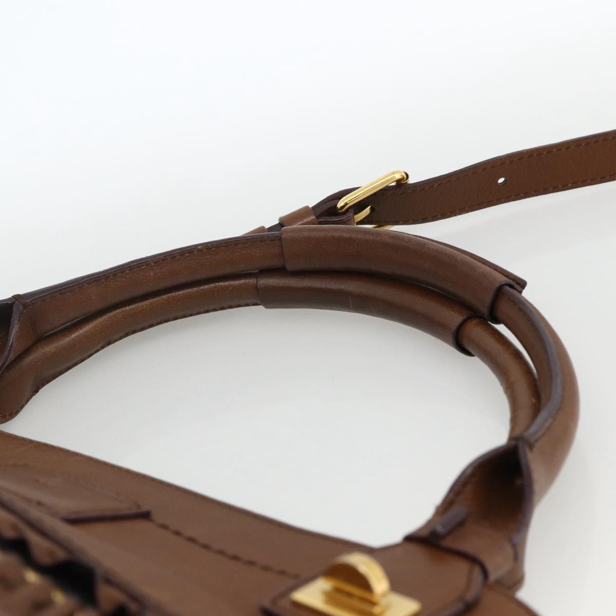 Chloe Margaret Hand Bag Leather 2way Brown Gold Auth BA11217