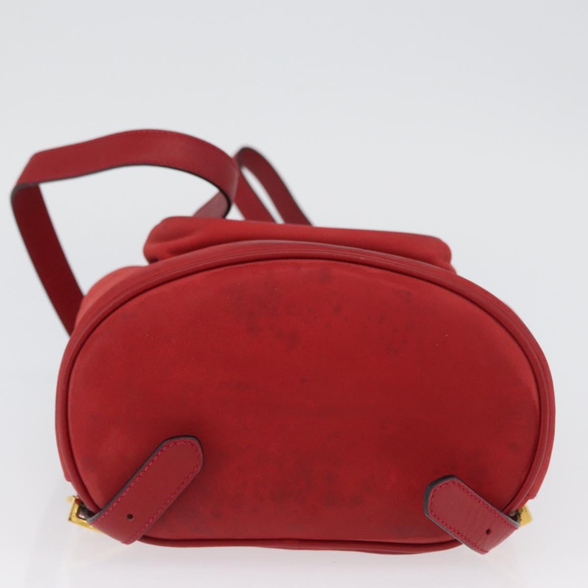 Salvatore Ferragamo Vala Backpack Suede Red Gold Auth BA11218