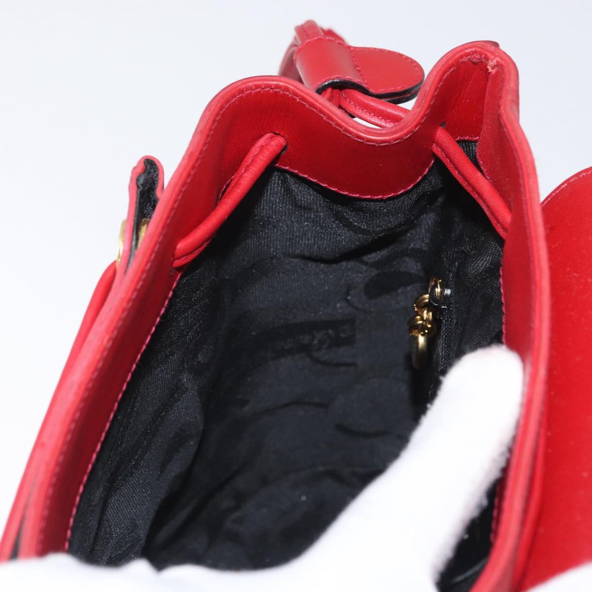 Salvatore Ferragamo Vala Backpack Suede Red Gold Auth BA11218