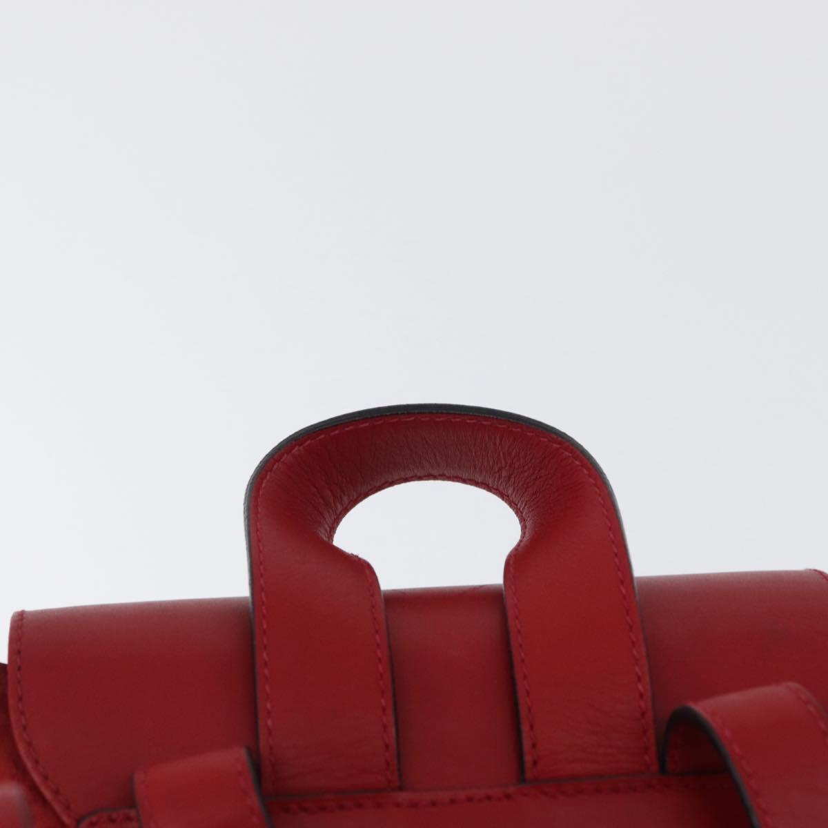 Salvatore Ferragamo Vala Backpack Suede Red Gold Auth BA11218
