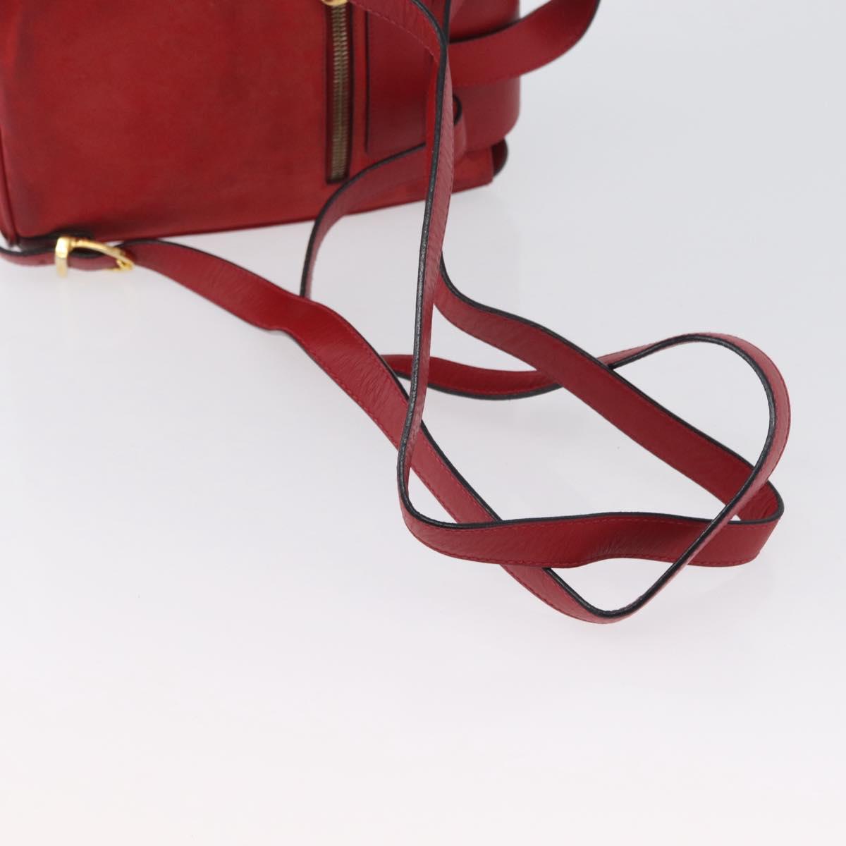 Salvatore Ferragamo Vala Backpack Suede Red Gold Auth BA11218