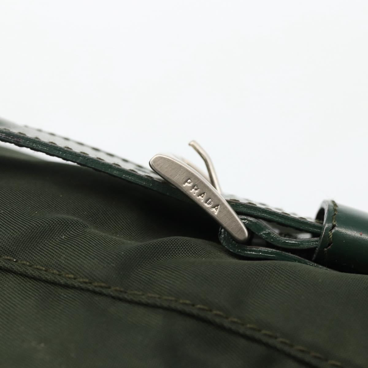 PRADA Backpack Nylon Green Silver Auth BA11221