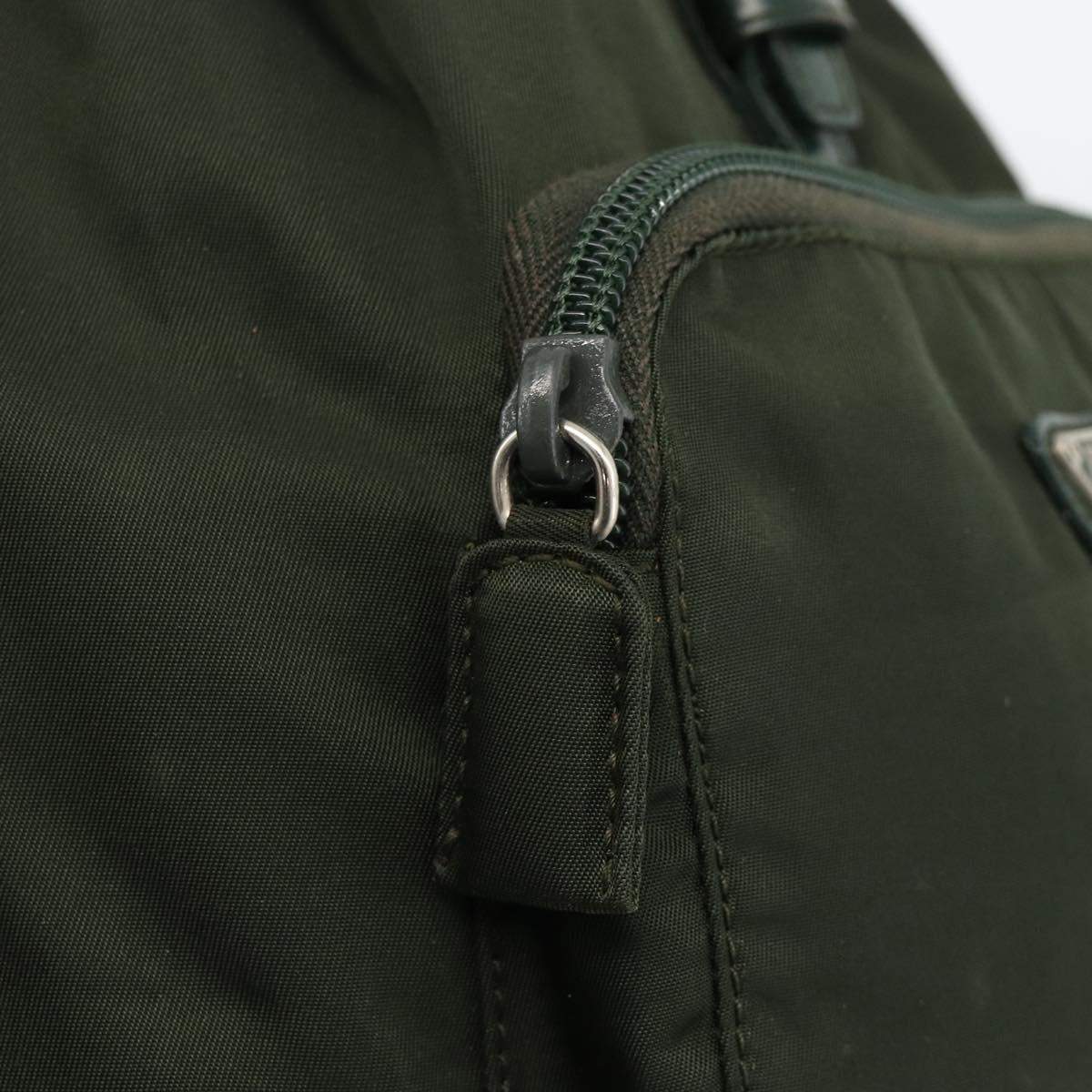 PRADA Backpack Nylon Green Silver Auth BA11221
