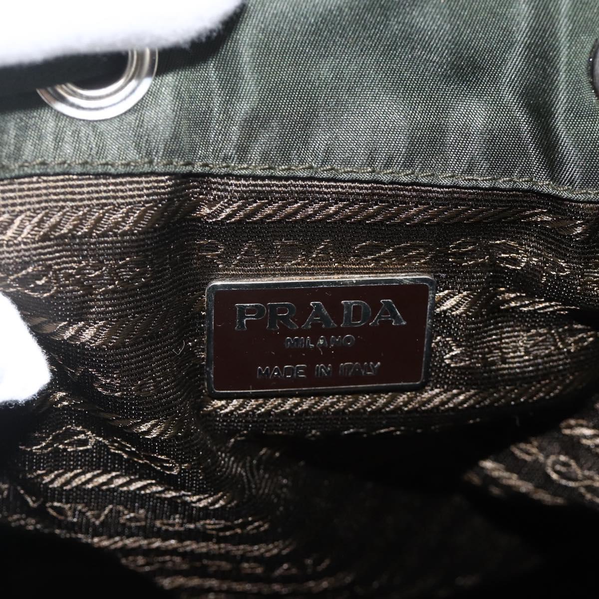 PRADA Backpack Nylon Green Silver Auth BA11221
