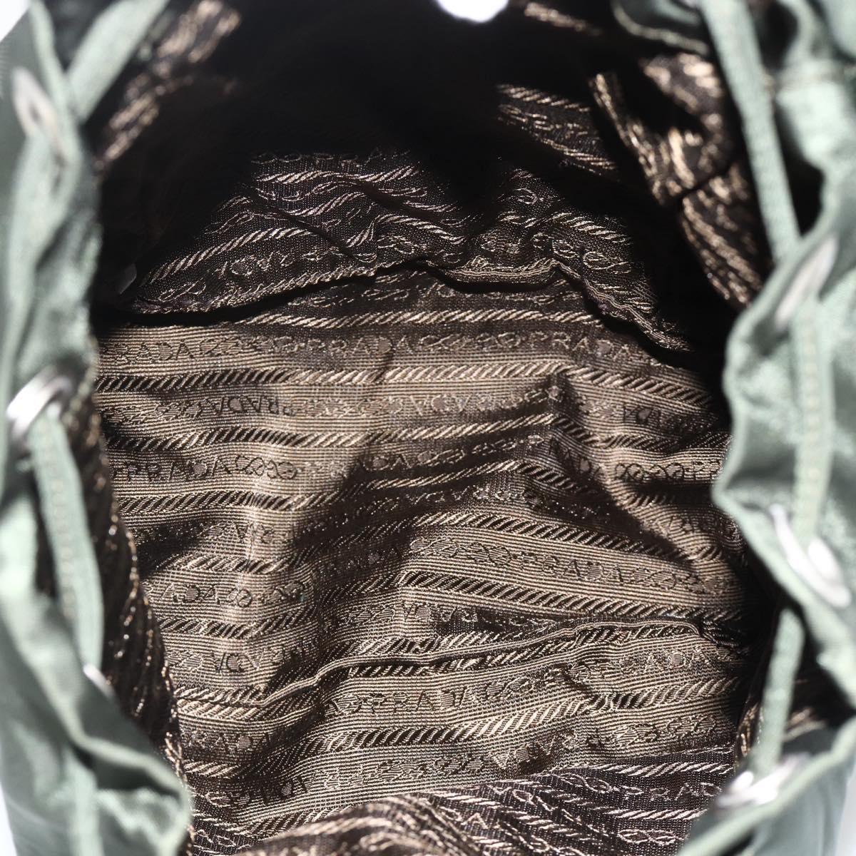 PRADA Backpack Nylon Green Silver Auth BA11221