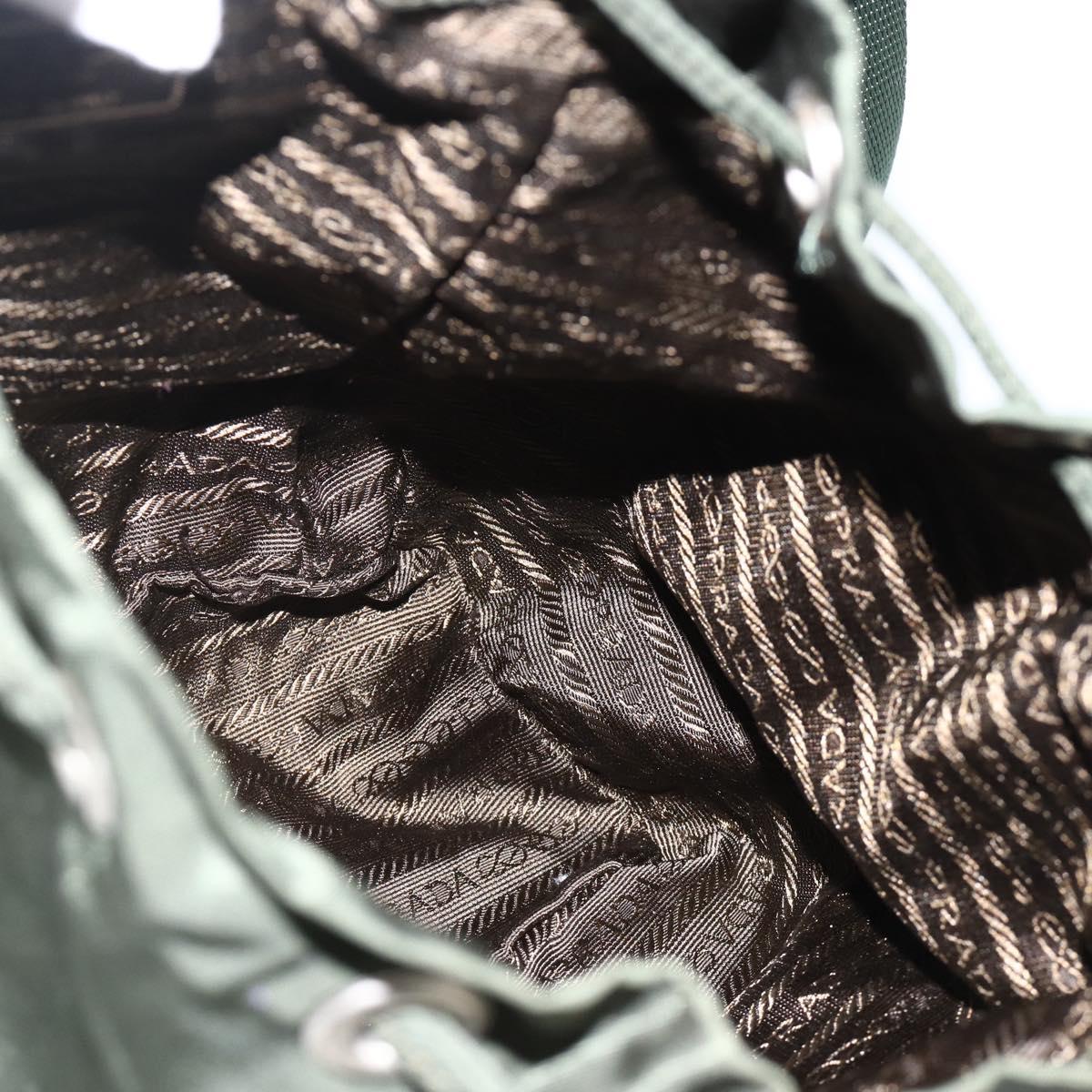 PRADA Backpack Nylon Green Silver Auth BA11221