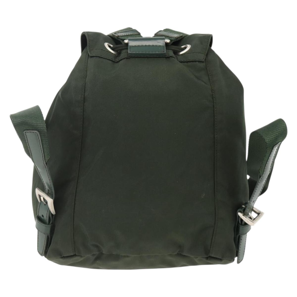 PRADA Backpack Nylon Green Silver Auth BA11221