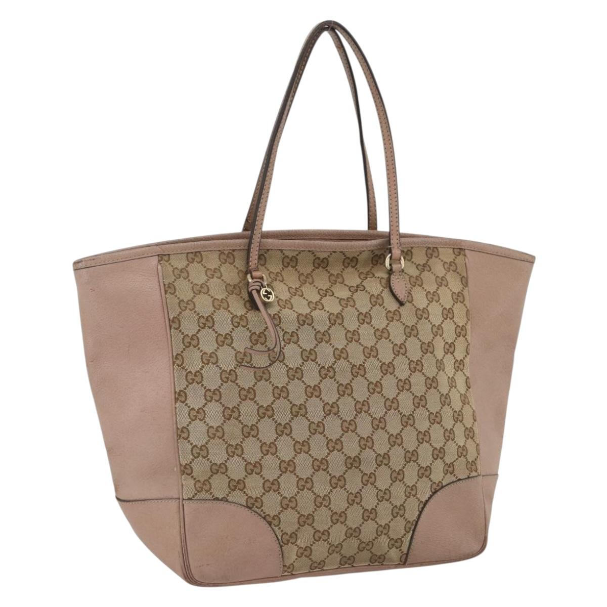 GUCCI GG Canvas Brie Tote Bag Beige Gold 323671 Auth BA11225