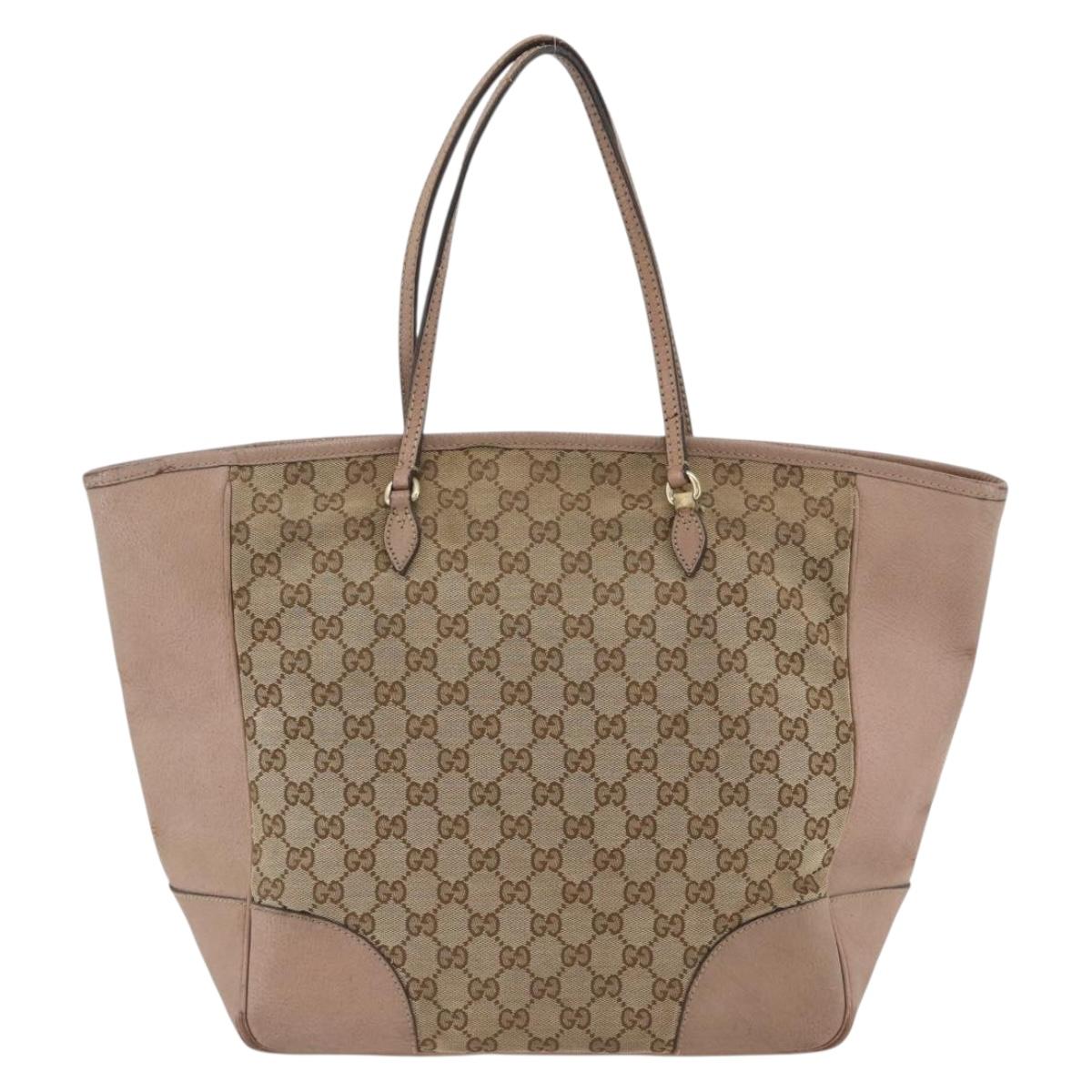 GUCCI GG Canvas Brie Tote Bag Beige Gold 323671 Auth BA11225