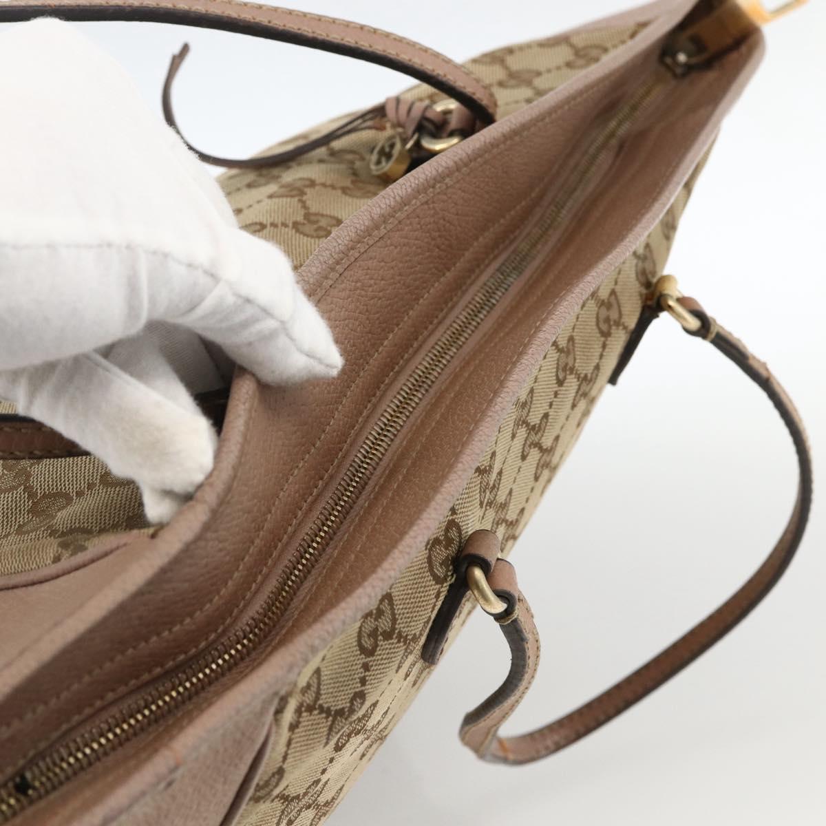 GUCCI GG Canvas Brie Tote Bag Beige Gold 323671 Auth BA11225