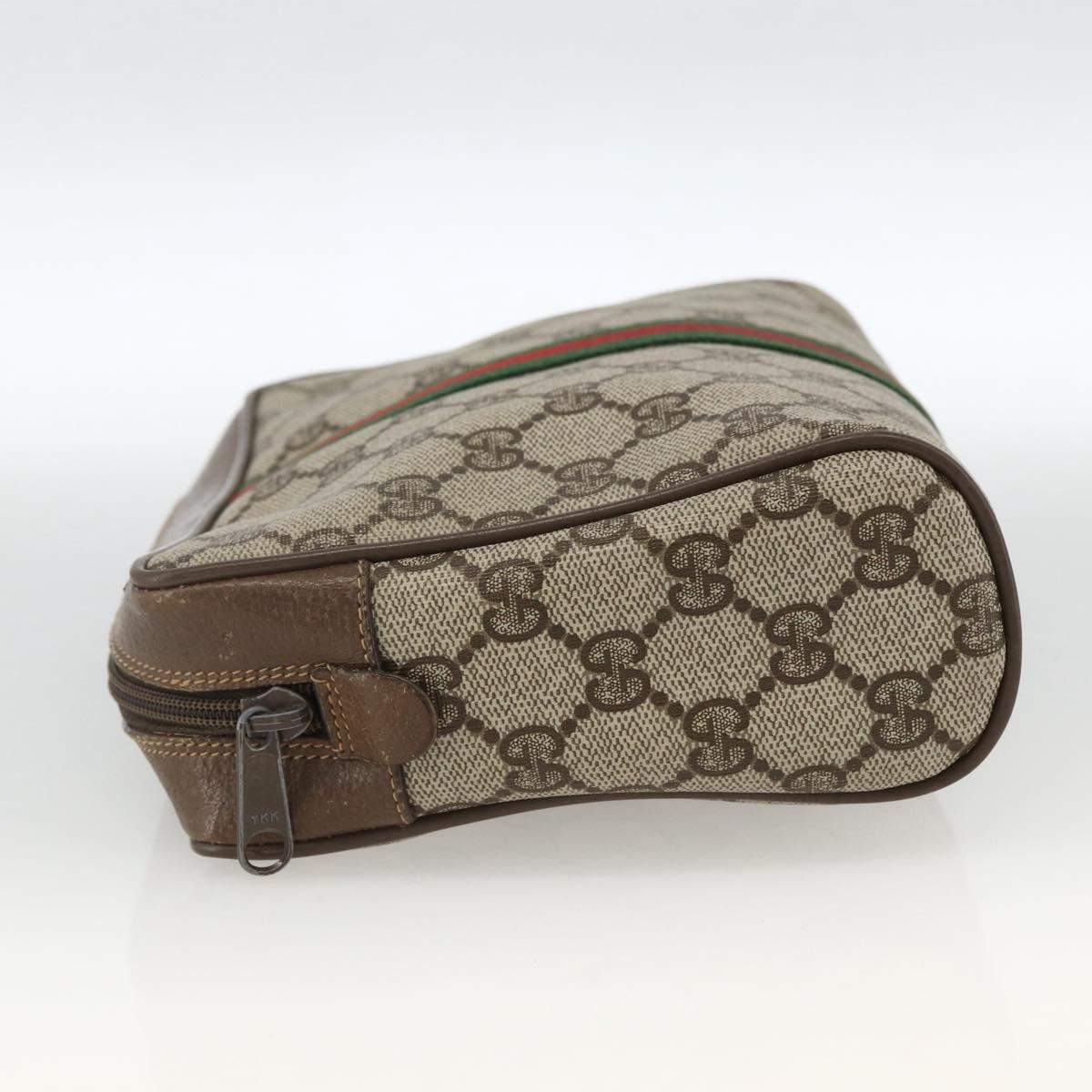GUCCI GG Supreme Web Sherry Line Clutch Bag PVC Beige 89 01 012 Auth BA11226