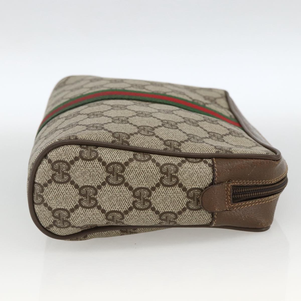 GUCCI GG Supreme Web Sherry Line Clutch Bag PVC Beige 89 01 012 Auth BA11226