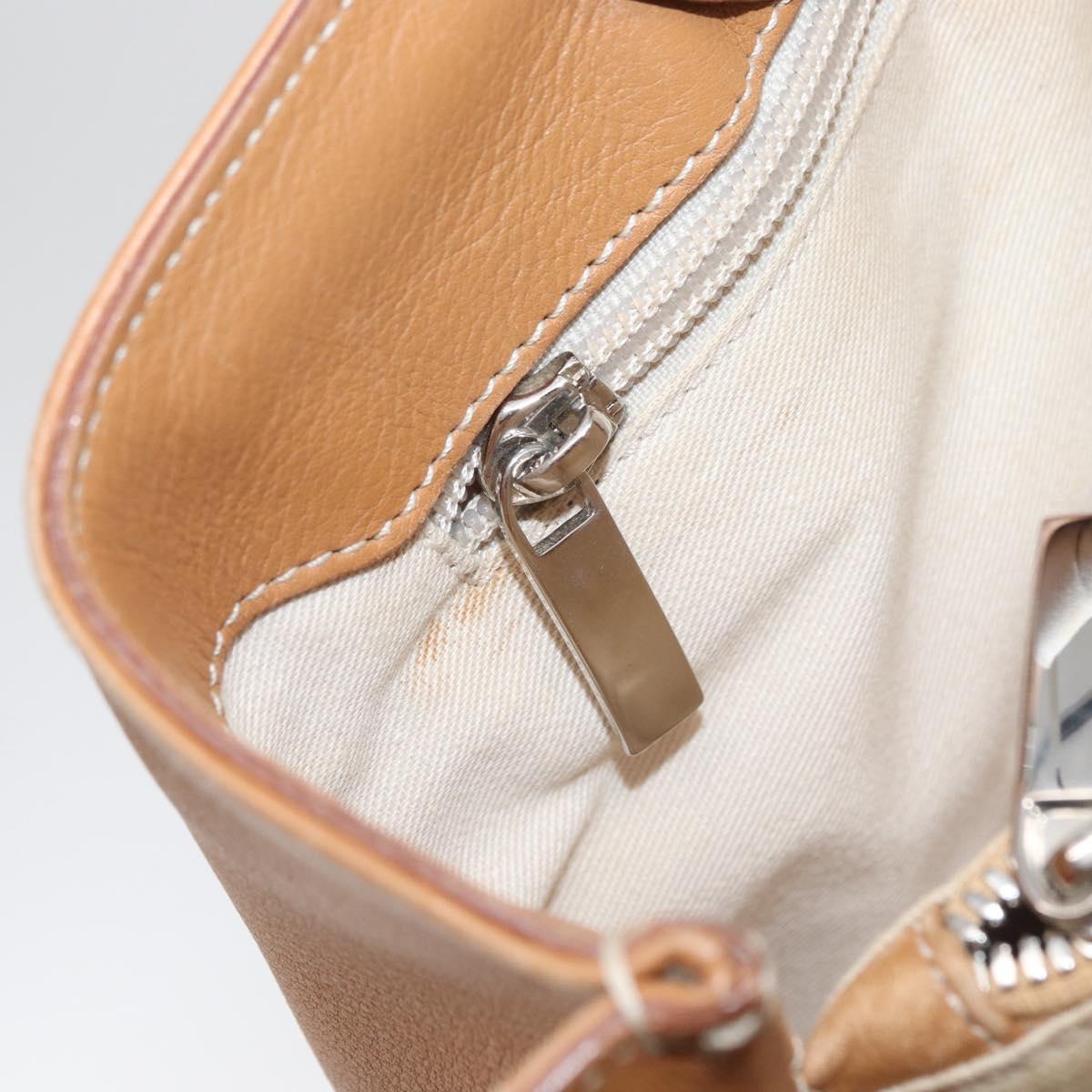 Salvatore Ferragamo Hand Bag Leather Beige Silver Auth BA11228