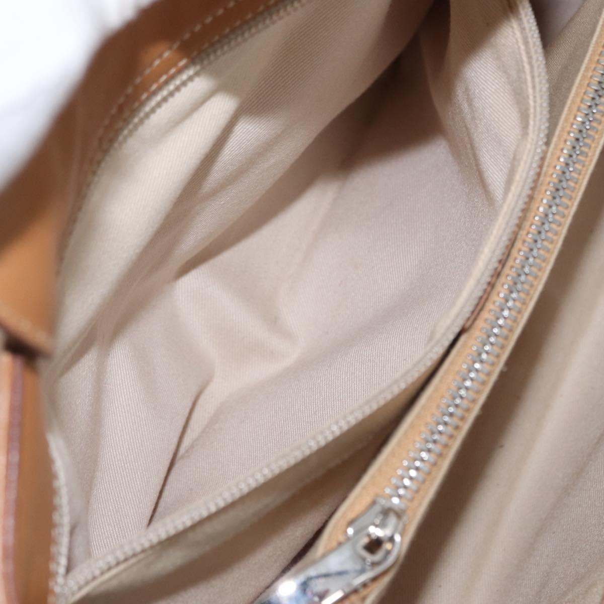 Salvatore Ferragamo Hand Bag Leather Beige Silver Auth BA11228