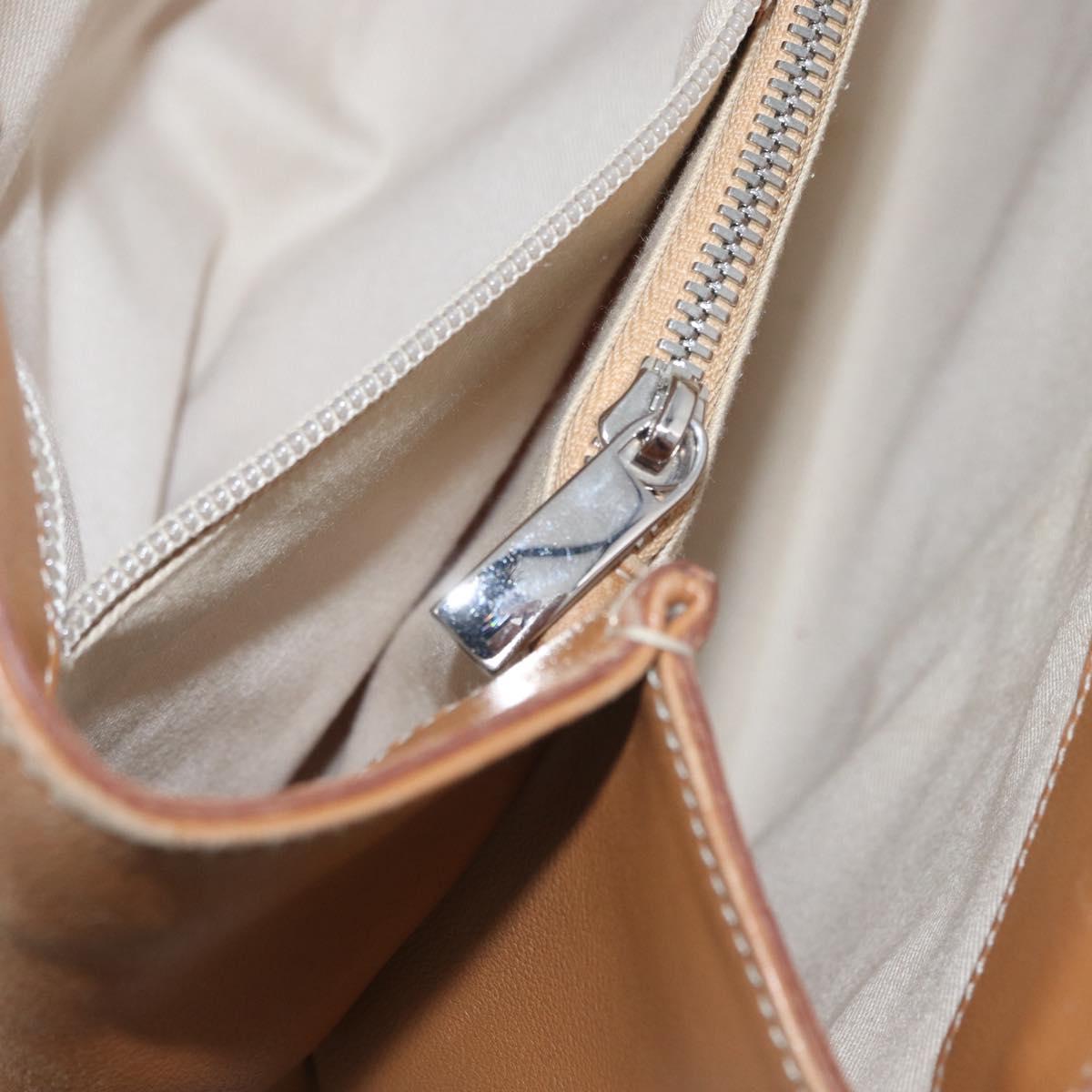Salvatore Ferragamo Hand Bag Leather Beige Silver Auth BA11228