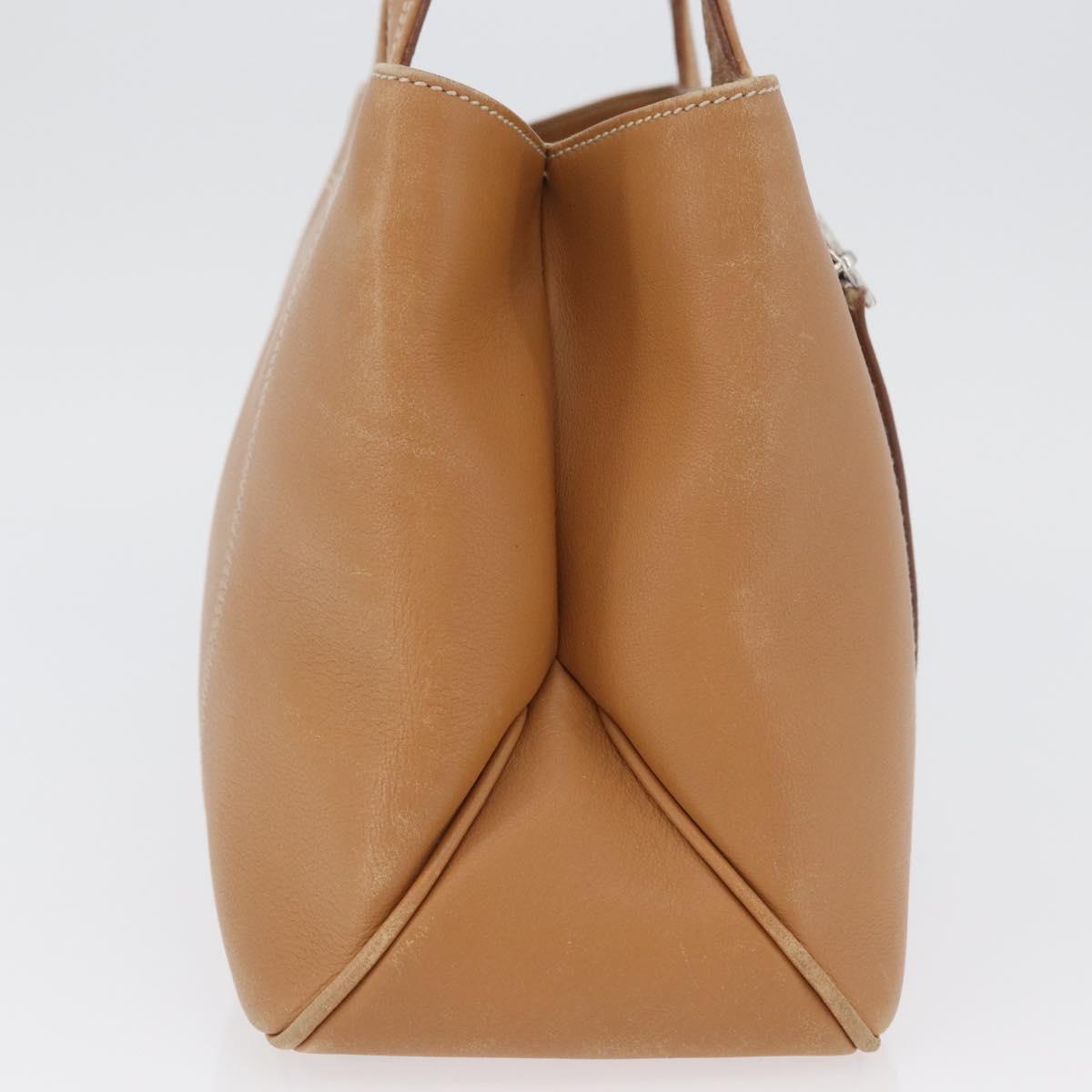 Salvatore Ferragamo Hand Bag Leather Beige Silver Auth BA11228