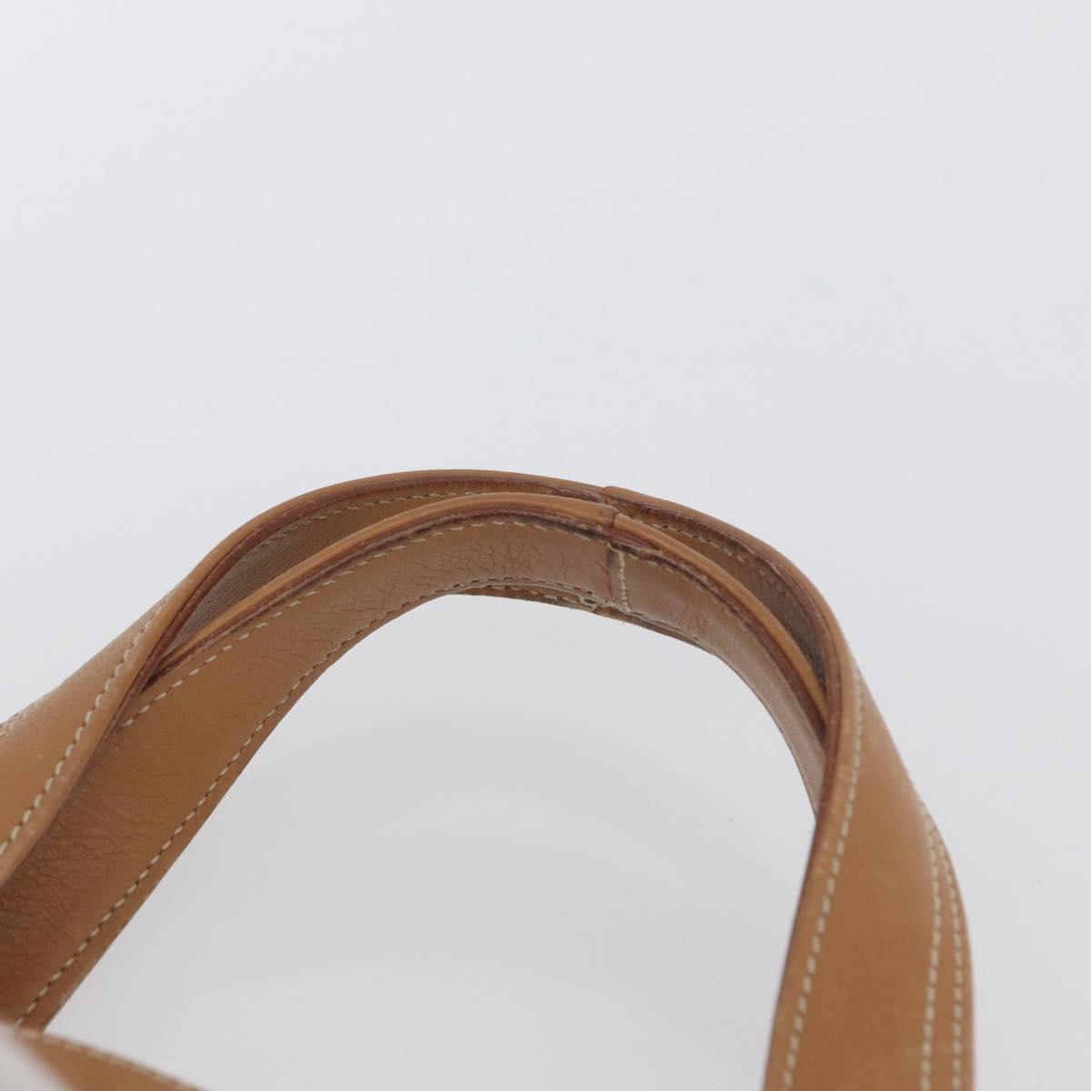 Salvatore Ferragamo Hand Bag Leather Beige Silver Auth BA11228