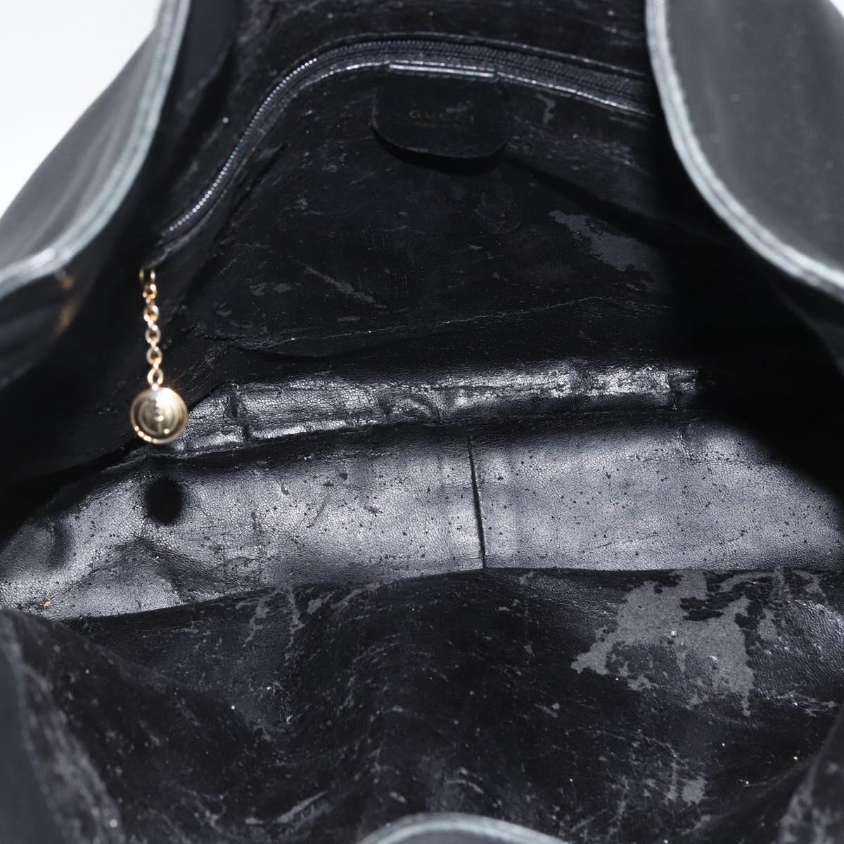 GUCCI Bamboo Shoulder Bag Leather 2way Black Gold 001 1577 Auth BA11229