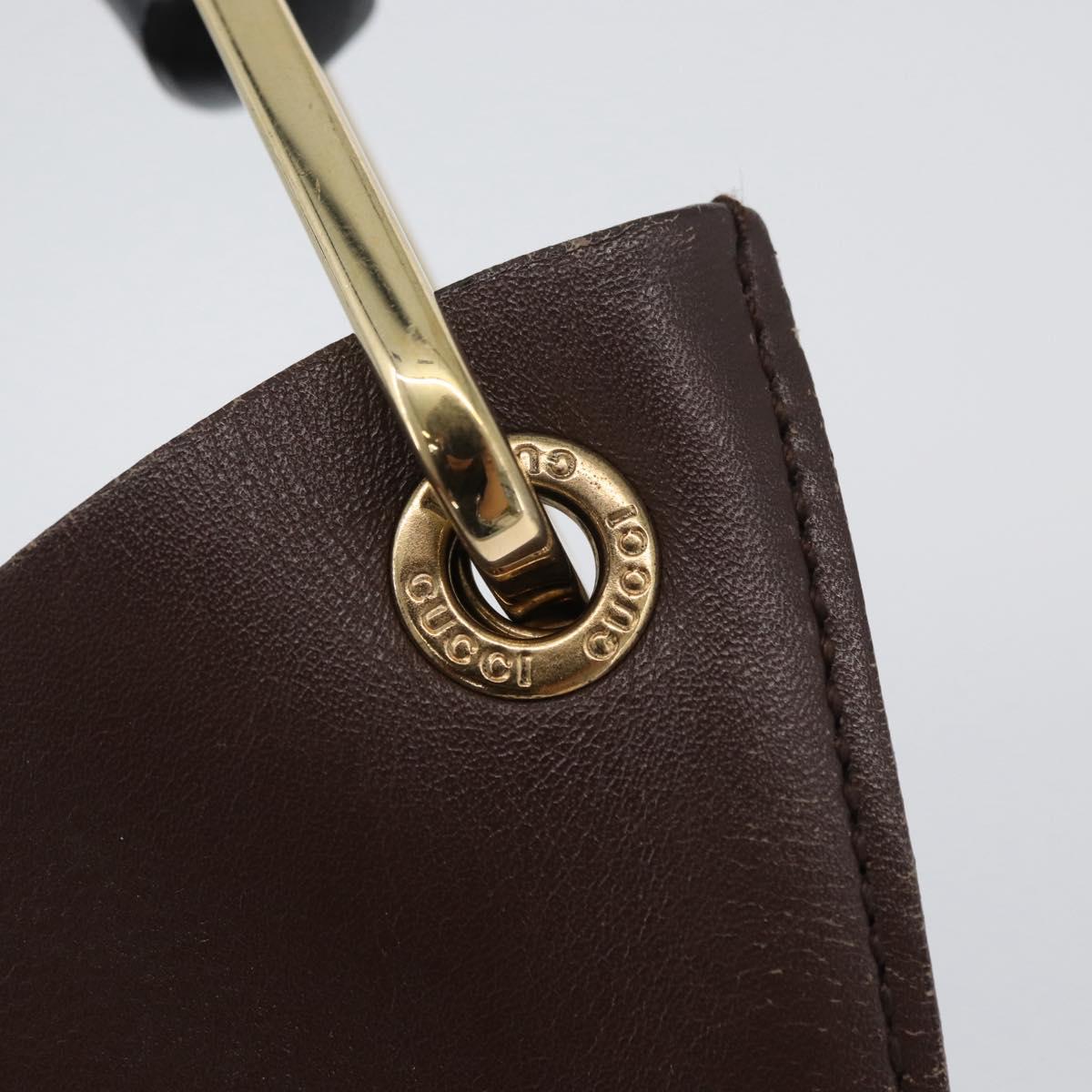 GUCCI Bamboo Shoulder Bag Leather Brown Gold 001 2058 1881 0 Auth BA11231