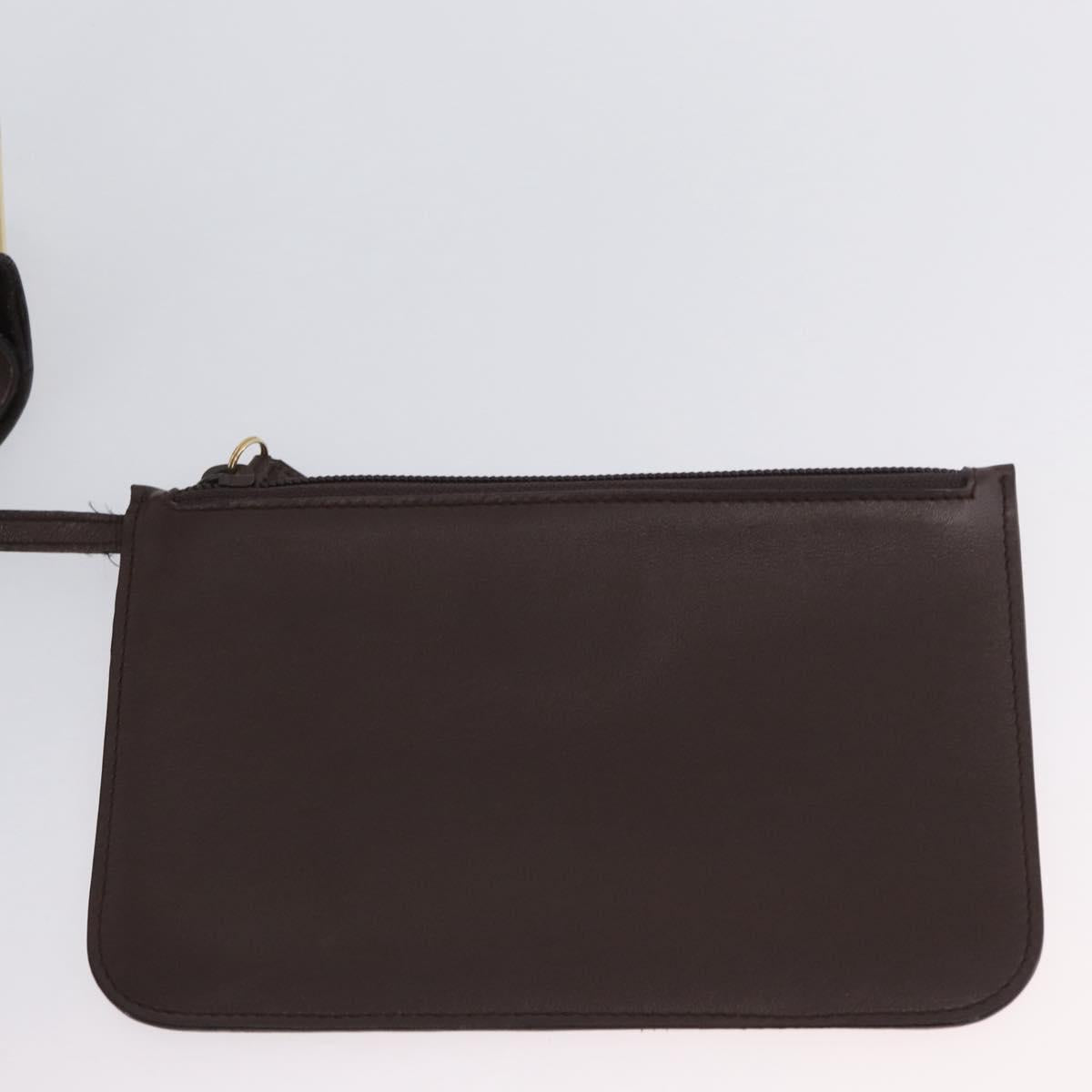 GUCCI Bamboo Shoulder Bag Leather Brown Gold 001 2058 1881 0 Auth BA11231