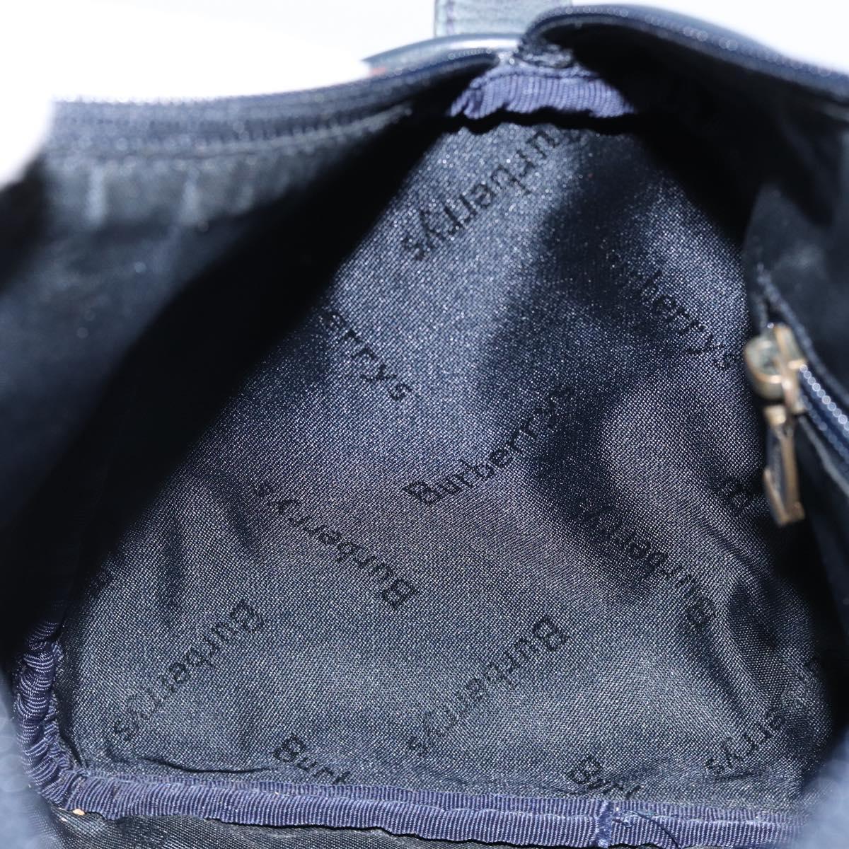 Burberrys Nova Check Boston Bag PVC Navy Gold Auth BA11232