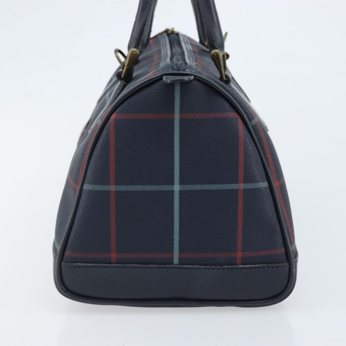 Burberrys Nova Check Boston Bag PVC Navy Gold Auth BA11232